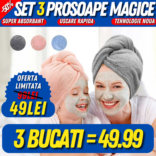 SET 3 BUCATI Prosop Turban Magic
