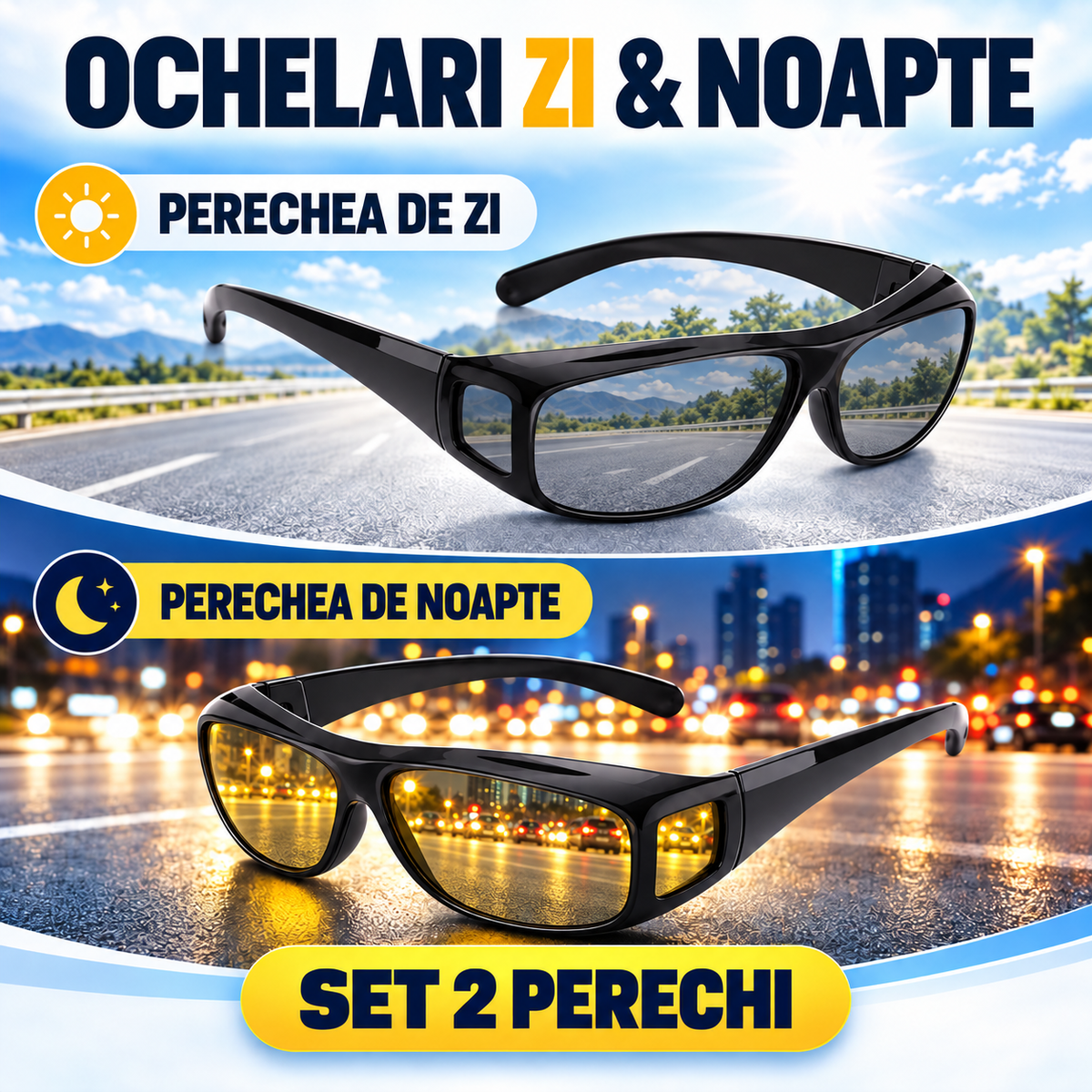 Ochelari de zi și de noapte – set 2 perechi